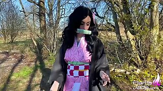 Nezuko Blowjob, Masturbation coupled with Hardcore Anal Sex - Anime Cosplay