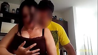 Maid with huge bosom is getting groped