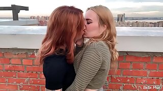 Girlfriends having sex on the roof